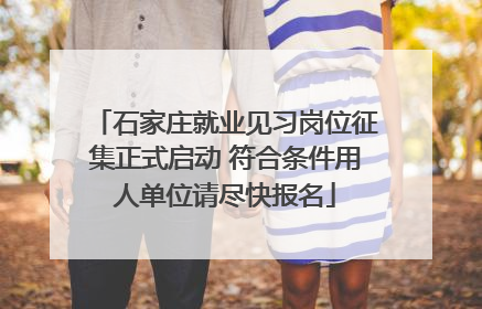 石家庄就业见习岗位征集正式启动 符合条件用人单位请尽快报名