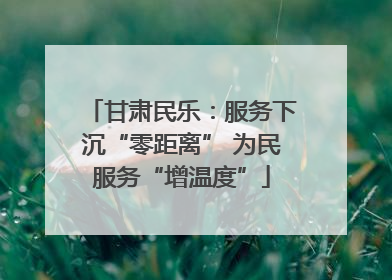 甘肃民乐：服务下沉“零距离” 为民服务“增温度”