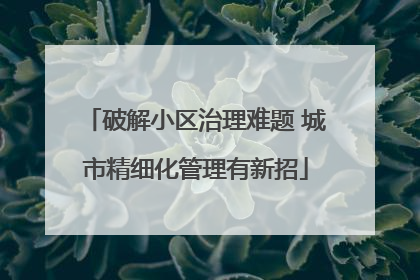 破解小区治理难题 城市精细化管理有新招