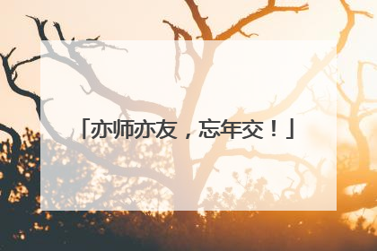亦师亦友，忘年交！