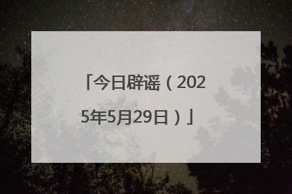 今日辟谣（2025年5月29日）