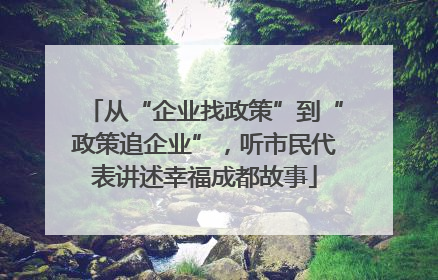 从“企业找政策”到“政策追企业”，听市民代表讲述幸福成都故事