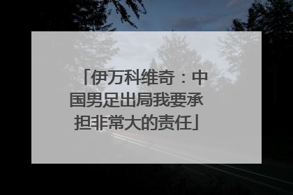 伊万科维奇：中国男足出局我要承担非常大的责任