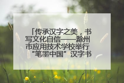 传承汉字之美，书写文化自信——滁州市应用技术学校举行“笔墨中国”汉字书写比赛表彰大会
