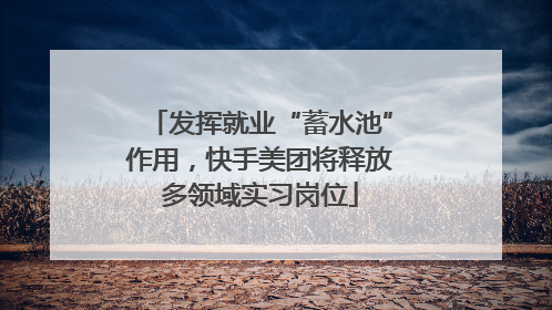发挥就业“蓄水池”作用，快手美团将释放多领域实习岗位