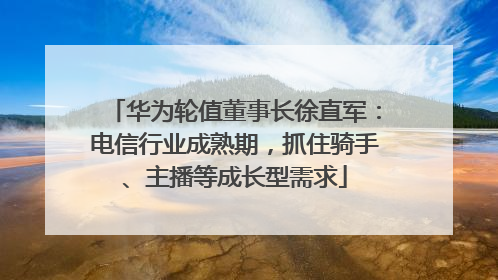 华为轮值董事长徐直军：电信行业成熟期，抓住骑手、主播等成长型需求