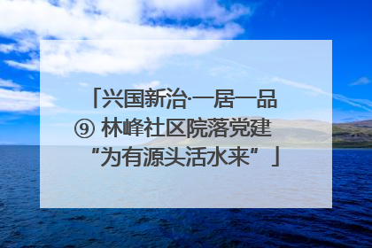 兴国新治·一居一品⑨ 林峰社区院落党建“为有源头活水来”