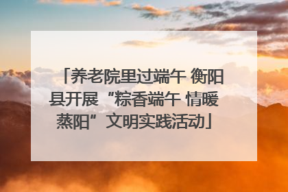 养老院里过端午 衡阳县开展“粽香端午 情暖蒸阳”文明实践活动