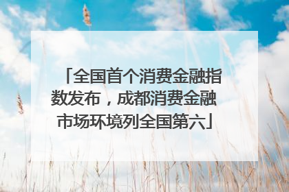 全国首个消费金融指数发布，成都消费金融市场环境列全国第六