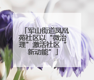 军山街道凤凰苑社区以“微治理”激活社区“新动能”