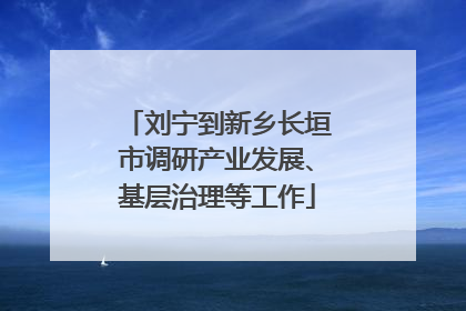 刘宁到新乡长垣市调研产业发展、基层治理等工作