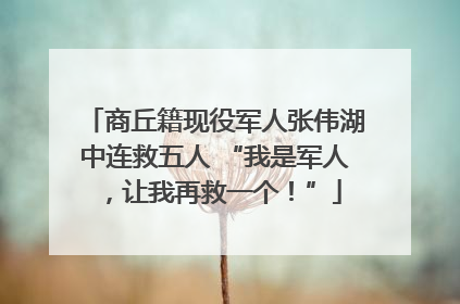 商丘籍现役军人张伟湖中连救五人 “我是军人，让我再救一个！”