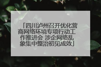 四川泸州召开优化营商网络环境专项行动工作推进会 涉企网络乱象集中整治初见成效