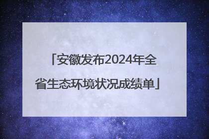 安徽发布2024年全省生态环境状况成绩单
