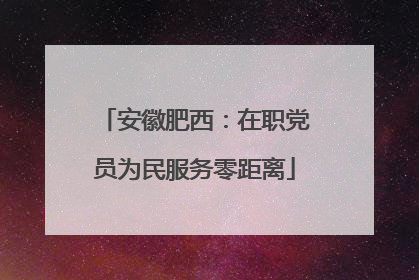 安徽肥西：在职党员为民服务零距离