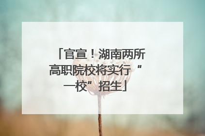 官宣！湖南两所高职院校将实行“一校”招生