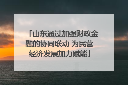 山东通过加强财政金融的协同联动 为民营经济发展加力赋能