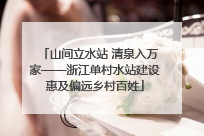 山间立水站 清泉入万家——浙江单村水站建设惠及偏远乡村百姓