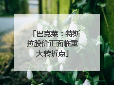 巴克莱：特斯拉股价正面临重大转折点