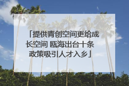 提供青创空间更给成长空间 瓯海出台十条政策吸引人才入乡