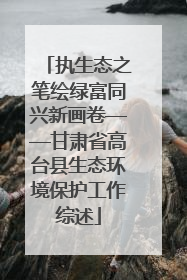 执生态之笔绘绿富同兴新画卷——甘肃省高台县生态环境保护工作综述
