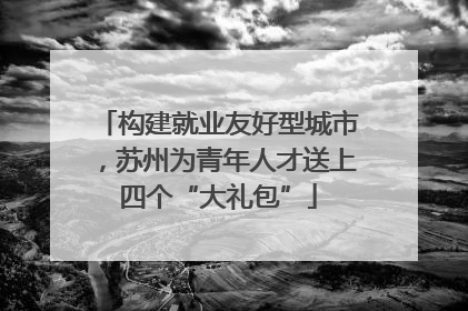 构建就业友好型城市，苏州为青年人才送上四个“大礼包”