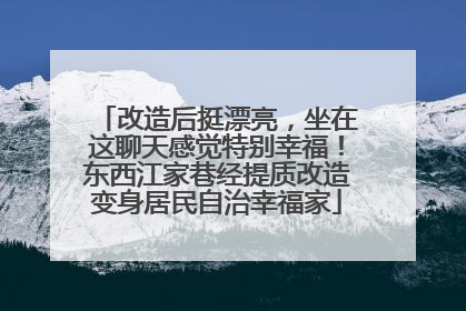 改造后挺漂亮，坐在这聊天感觉特别幸福！东西江家巷经提质改造变身居民自治幸福家
