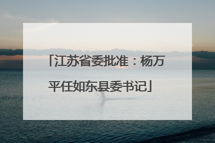 江苏省委批准：杨万平任如东县委书记