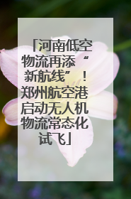河南低空物流再添“新航线”！郑州航空港启动无人机物流常态化试飞