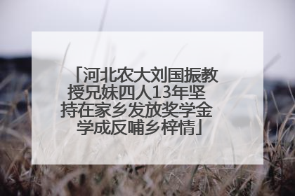 河北农大刘国振教授兄妹四人13年坚持在家乡发放奖学金 学成反哺乡梓情