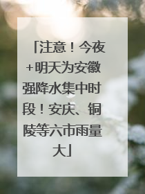 注意！今夜+明天为安徽强降水集中时段！安庆、铜陵等六市雨量大