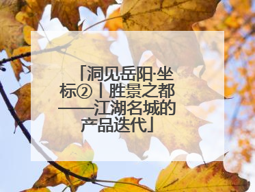 洞见岳阳·坐标②丨胜景之都——江湖名城的产品迭代
