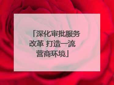 深化审批服务改革 打造一流营商环境