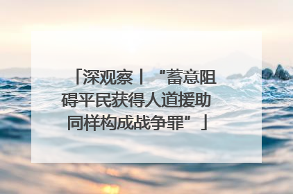 深观察丨“蓄意阻碍平民获得人道援助同样构成战争罪”