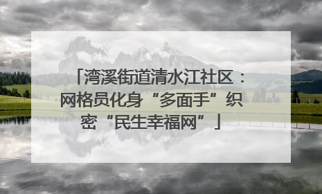 湾溪街道清水江社区：网格员化身“多面手”织密“民生幸福网”