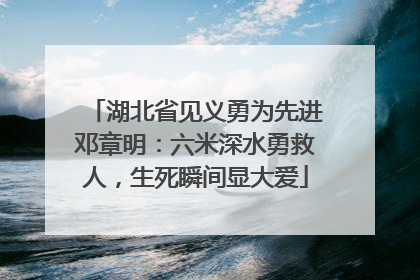 湖北省见义勇为先进邓章明：六米深水勇救人，生死瞬间显大爱