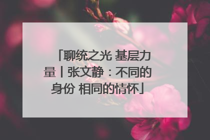 聊统之光 基层力量丨张文静：不同的身份 相同的情怀