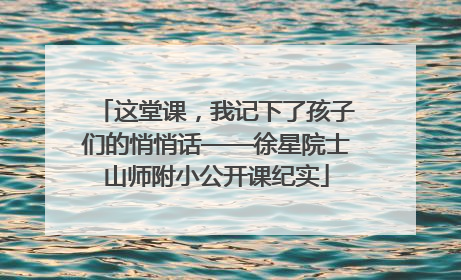 这堂课，我记下了孩子们的悄悄话——徐星院士山师附小公开课纪实
