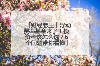 财经老王丨浮动费率基金来了！投资者该怎么选？6个问题带你看懂