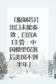 限制芯片出口未能奏效，白宫AI主管：中国模型仅落后美国不到半年