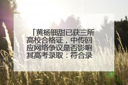 黄杨钿甜已获三所高校合格证，中传回应网络争议是否影响其高考录取：符合录取条件就能录取