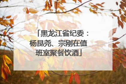 黑龙江省纪委：杨昆尧、宗刚在值班室聚餐饮酒