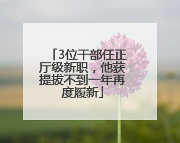 3位干部任正厅级新职，他获提拔不到一年再度履新